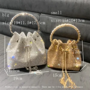 purses and handbags bags for women luxury Designer bucket clutch purse evening banquet bag Crystal rhinestone shoulder bag - Image 2