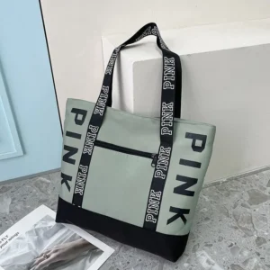 PINK Casual Tote Women Black Yellow White Green Handbags Big Nylon Bucket Luxury Brand Desinger Fashion Shopping Shoulder Bag - Image 2