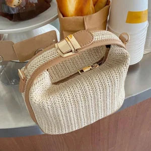 Yogodlns Summer Small Straw Handbag Trendy Shoulder Bag Woven Bucket Crossbody Bag Casual Seaside Beach Bag Gilrs Handle Tote - Image 1