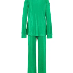 QFAF Fashion Pleated Women's Set Long Sleeve Oversized Shirt and Wide Leg Pants 2023 Elegant Tracksuit Two 2 Piece Set Outfits - Image 6