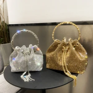 purses and handbags bags for women luxury Designer bucket clutch purse evening banquet bag Crystal rhinestone shoulder bag - Image 4