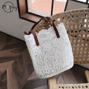 Bucket Shoulder Bag For Women Lace Summer Korean Lace Elegant Women Tote Shopping Female Bags Lady Handbag Female Beach Bag 2023 - Image 3