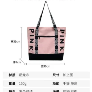 PINK Casual Tote Women Black Yellow White Green Handbags Big Nylon Bucket Luxury Brand Desinger Fashion Shopping Shoulder Bag - Image 6