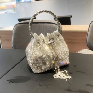 purses and handbags bags for women luxury Designer bucket clutch purse evening banquet bag Crystal rhinestone shoulder bag - Image 6