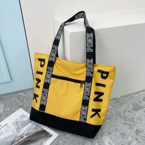 PINK Casual Tote Women Black Yellow White Green Handbags Big Nylon Bucket Luxury Brand Desinger Fashion Shopping Shoulder Bag - Image 5