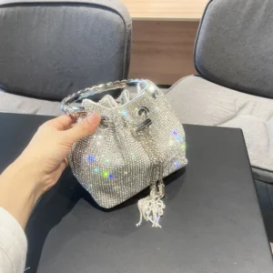 purses and handbags bags for women luxury Designer bucket clutch purse evening banquet bag Crystal rhinestone shoulder bag - Image 5