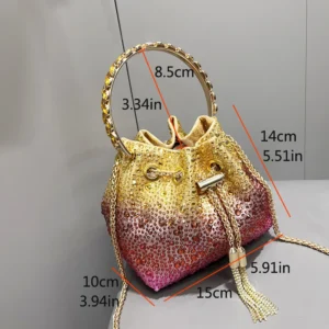 Handle Rhinestones Evening clutch Bag Purses and handbag luxury Designer shoulder bag Shiny Crystal Clutch purse bucket bag - Image 2