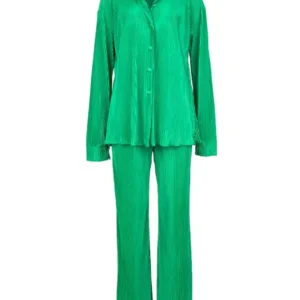 QFAF Fashion Pleated Women's Set Long Sleeve Oversized Shirt and Wide Leg Pants 2023 Elegant Tracksuit Two 2 Piece Set Outfits - Image 3