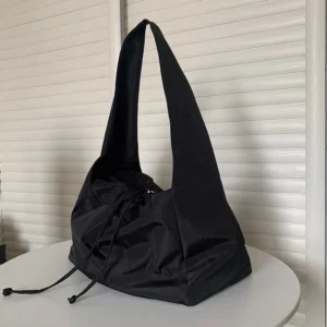 Women Bag New Nylon Bucket Fashion Solid Zipper SOFT Shoulder Bag Purses and Handbags Luxury Designer Black Tote Bag сумка - Image 1