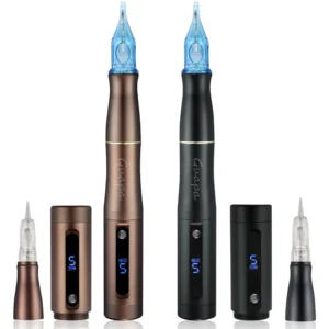 قسط الروتاري اللاسلكية آلة الوشم الحاجب تجميل دائم القلم 2 رؤساء مجموعات الوشم استخدام إبر خرطوشة عالمية - Image 1