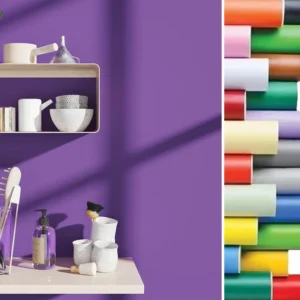 بلون خلفية مقاومة للمياه غرفة ذاتية اللصق أسود أبيض خزانة المطبخ ماتي الأثاث الجدار ملصق ، عرض قابل للتخصيص - Image 1