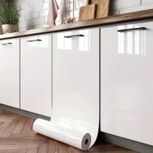 بولي كلوريد الفينيل لؤلؤة فيلم خلفية مقاومة للمياه غرفة لتقوم بها بنفسك ذاتية اللصق أسود/أبيض خزانة المطبخ عالي اللمعان لصق الأثاث ملصقات جدار - Image 1