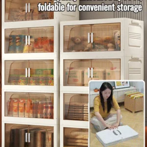 خزانة تخزين متعددة الوظائف قابلة للطي، خزانة أطفال ذات سعة كبيرة، خزانة أشتات لغرفة المعيشة - Image 1