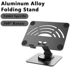 360 ° حامل كمبيوتر محمول قابل للدوران لسطح المكتب قابل للطي من الألومنيوم لأجهزة iPad Macbook RedmiBook Galaxy Tab Book Laptop - Image 1